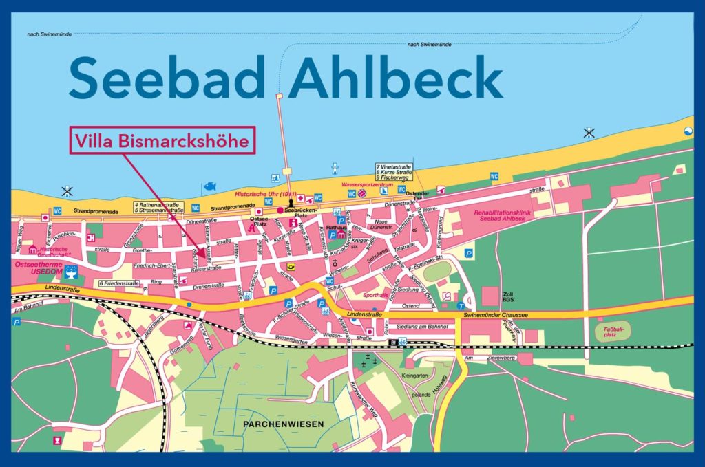 Stadtplan Ahlbeck – Villa Bismarckshöhe im Seebad Ahlbeck auf Usedom